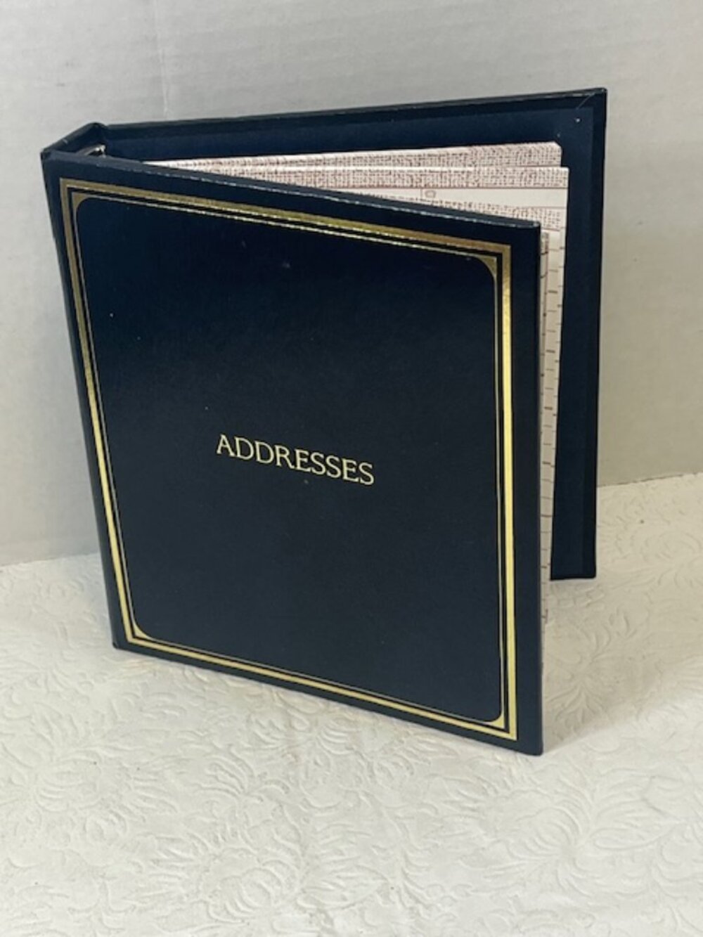 VTG 1996 C.R. Gibson Co. Telephone Address Blue Leather 6-Ring Book Gold Trim 7"